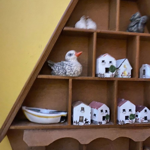 Decorative wall shelf with miniature collection case used