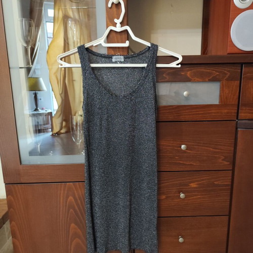 Long black blouse with silver thread like new, size S