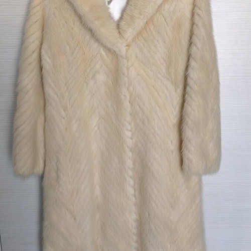 Fur coat from Russia, handmade, beige ecru