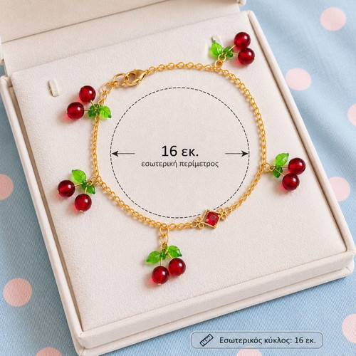 Sweet Cherries Handmade Asymmetric Bracelet with Cherry Charms new