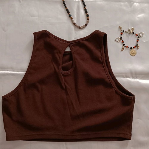 Shein Honey brown crop top like new, silver rhinestones, size M