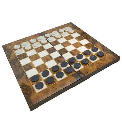 Backgammon chess checkers set 3in1 new, wood, 48x48 cm