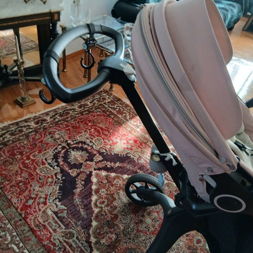 Stokke limited edition baby stroller used, soft pink with pistachio details