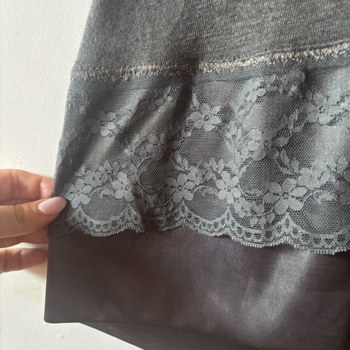 Airy dress with open back and lace hem, like new, gray