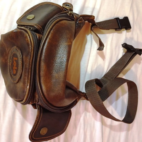 Waist bag like new with gift pouch, brown, leatherette and plastic