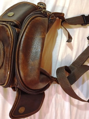 Waist bag like new with gift pouch, brown, leatherette and plastic