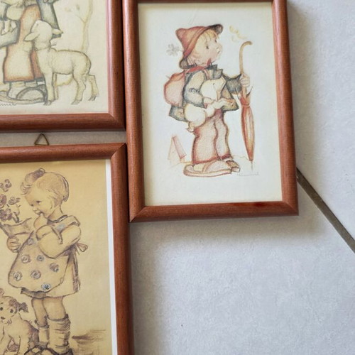 Hummel vintage set of 7 decorative frames with children's scenes used