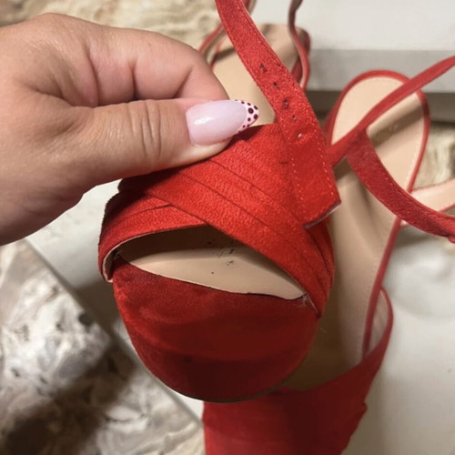 Jenny Fairy red suede platform sandals like new, size 38