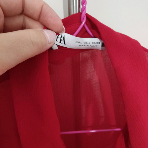 Zara shirt like new, red, slightly transparent, size L