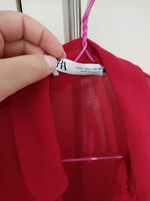Zara shirt like new, red, slightly transparent, size L