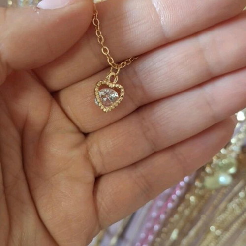Handmade pendant gold plated steel with zircon new