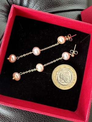 Handmade 14K Gold Filled Earrings with Natural Lavender Pink Pearls new