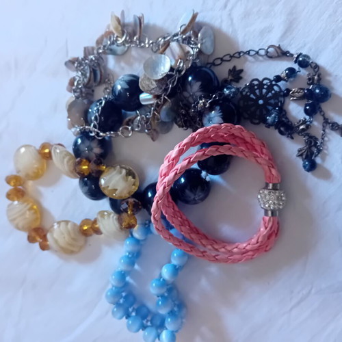Bracelets used, assorted beads and unique details