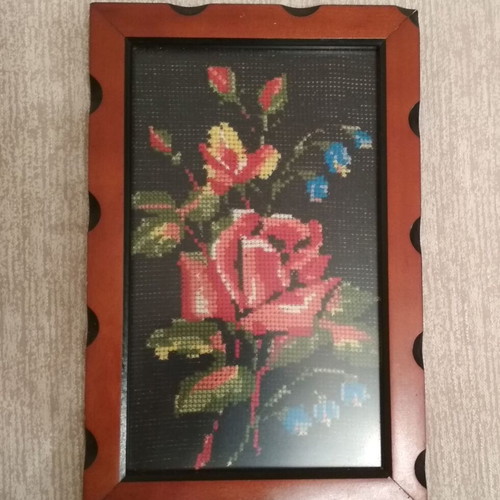 Handmade Crochet Frame with Wooden Frame and Matte Glass like new