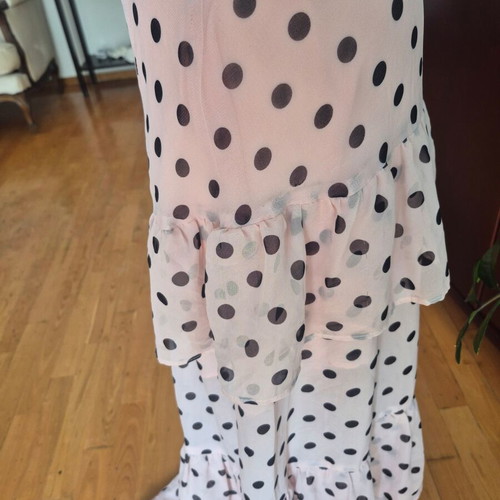 Topshop maxi dress like new, pink with black polka dots, size 12 UK