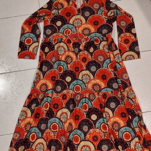 SHEIN Boho Maxi Dress with Ethnic Mandala Pattern and Tassels XL