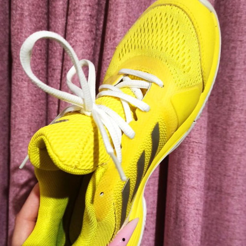Adidas athletic shoes used, size 38 2/3, neon yellow