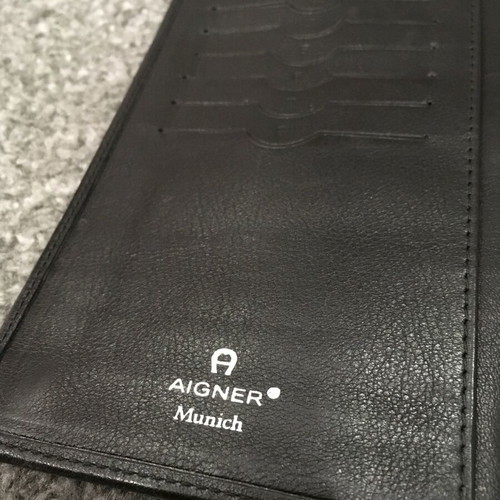 AIGNER Munich leather wallet unisex used, black, 2 parts