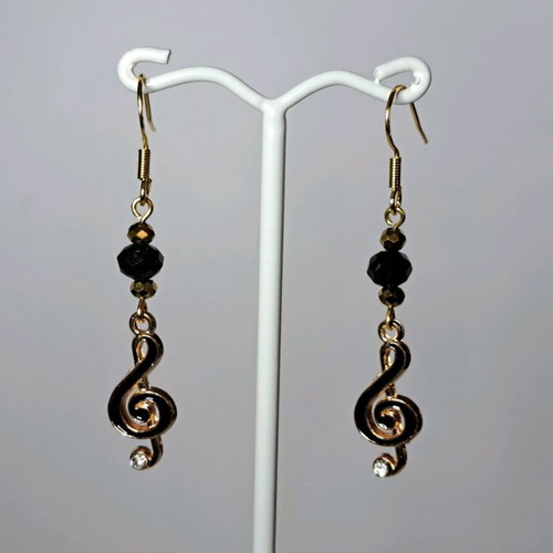 Handmade earrings notes new in black and gold