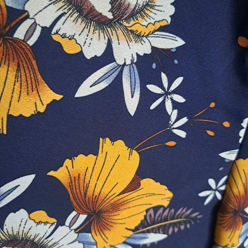 Sleeveless V-Neck Wide Leg Jumpsuit new, navy blue with floral patterns