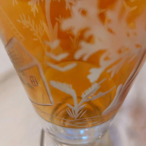Bohemia glass used vintage amber crystal with tayé hand designs