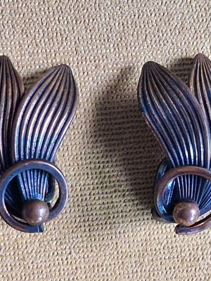 Vintage earrings from the 60s used, copper color, clip on