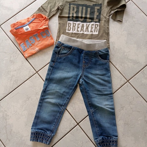 Jeans set with long-sleeve and short-sleeve shirt for boy 12-18 months like new
