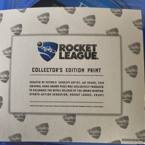 Rocket League Collector's Edition PS4 like new with Concept Art Print