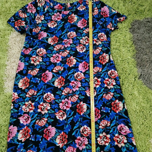 Atmosphere blue electric floral pattern dress women size L like new