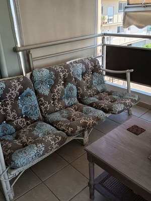 Bamboo living room set used with three-seat sofa, 2 armchairs and coffee table