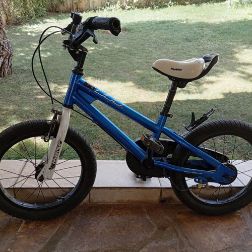 Royal Baby 16" mountain bike used, blue, with training wheels