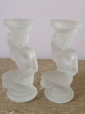 Vintage Frosted glass candlesticks like new, set of 2