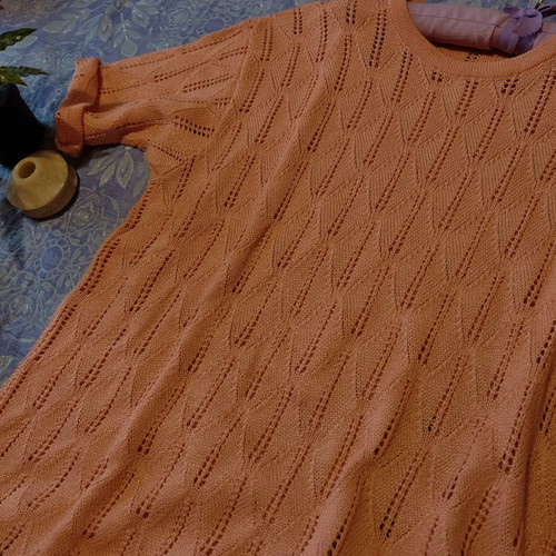 Knitted blouse orange, new, one size, handmade