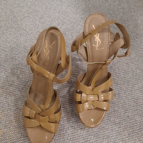YSL Saint Laurent Tribute patent leather sandals used, size 41