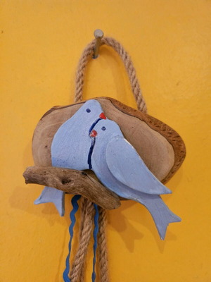 Handmade wooden hanging decoration from Olympos Karpathos like new