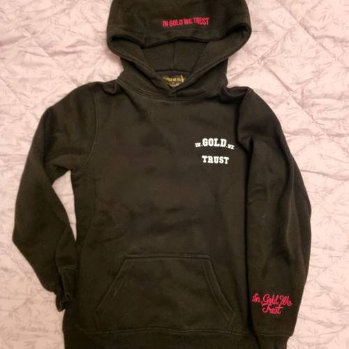 Hoodie kids new In Gold We Trust black for 10-12 years