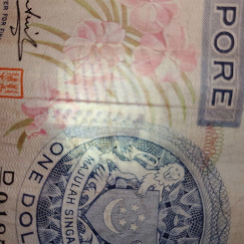 Singapore $1 Banknote Orchid Series 1972 used