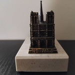 Notre-Dame de Paris vintage souvenir miniature used, metal on marble base