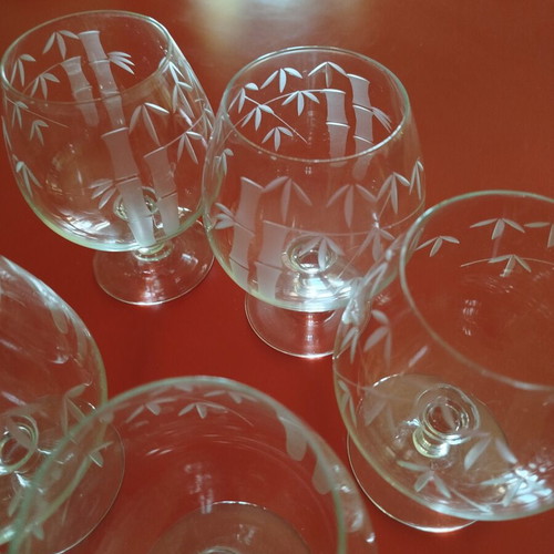 Noritake Vintage Cognac Glasses Set of 5 Bamboo Pattern like new