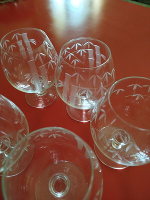 Noritake Vintage Cognac Glasses Set of 5 Bamboo Pattern like new
