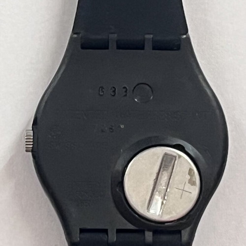 Swatch Reposition watch, black, silicone strap