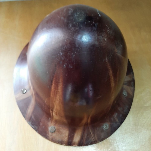 Firefighter helmet used, 1950-70s Eastern Bloc Skullgard full brim