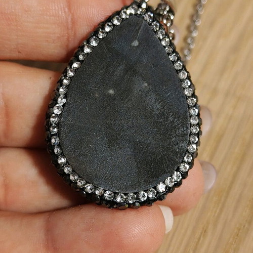 Necklace long impressive new, black and silver