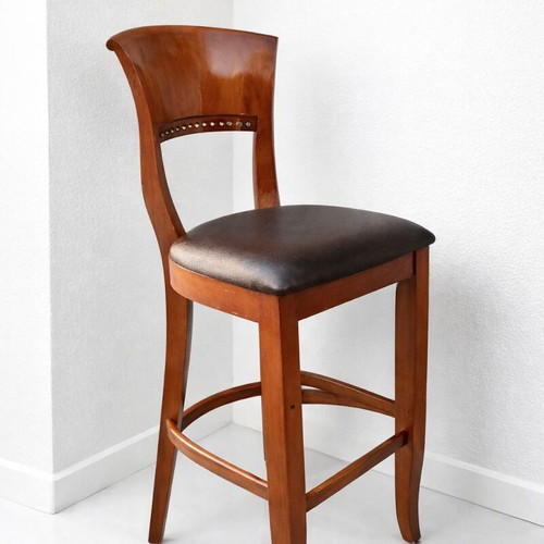 Biedermeier Style Bar Stools like new, set of 3 articulated vintage chairs
