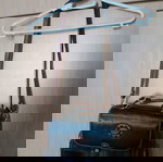  Τσάντα  δερμάτινη μαύρη με καφέ λεπτομέρειες