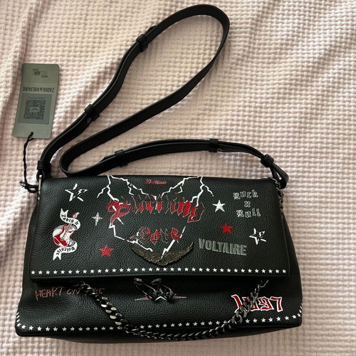 Zadig Voltaire Punk Grained Leather Shoulder Bag New With Tags