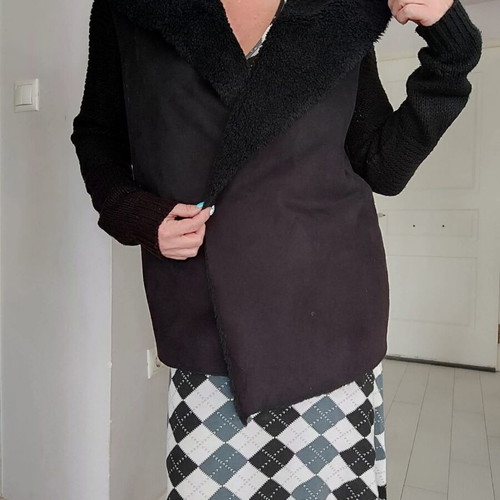 Vintage Tally Weijl knitted jacket with fur, size M, like new