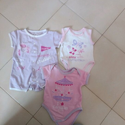 Baby bodysuits used, up to 3 months, cotton