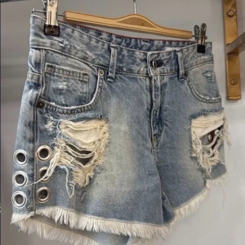 Denim shorts John Enzzo like new, blue with silver detail