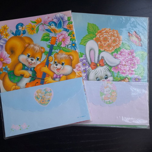 Letter writing set used x2 with squirrel and rabbit designs